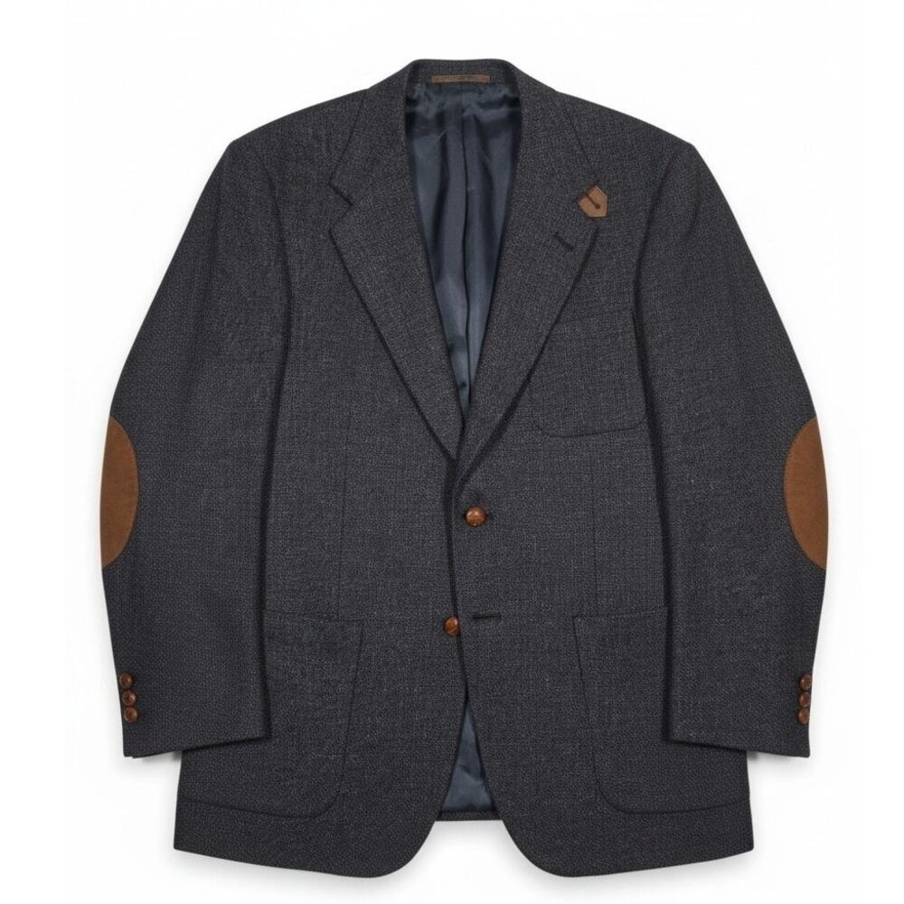 Vintage Stafford USA Wool Tweed Sport Coat Blazer 42L Suede Elbow Patches